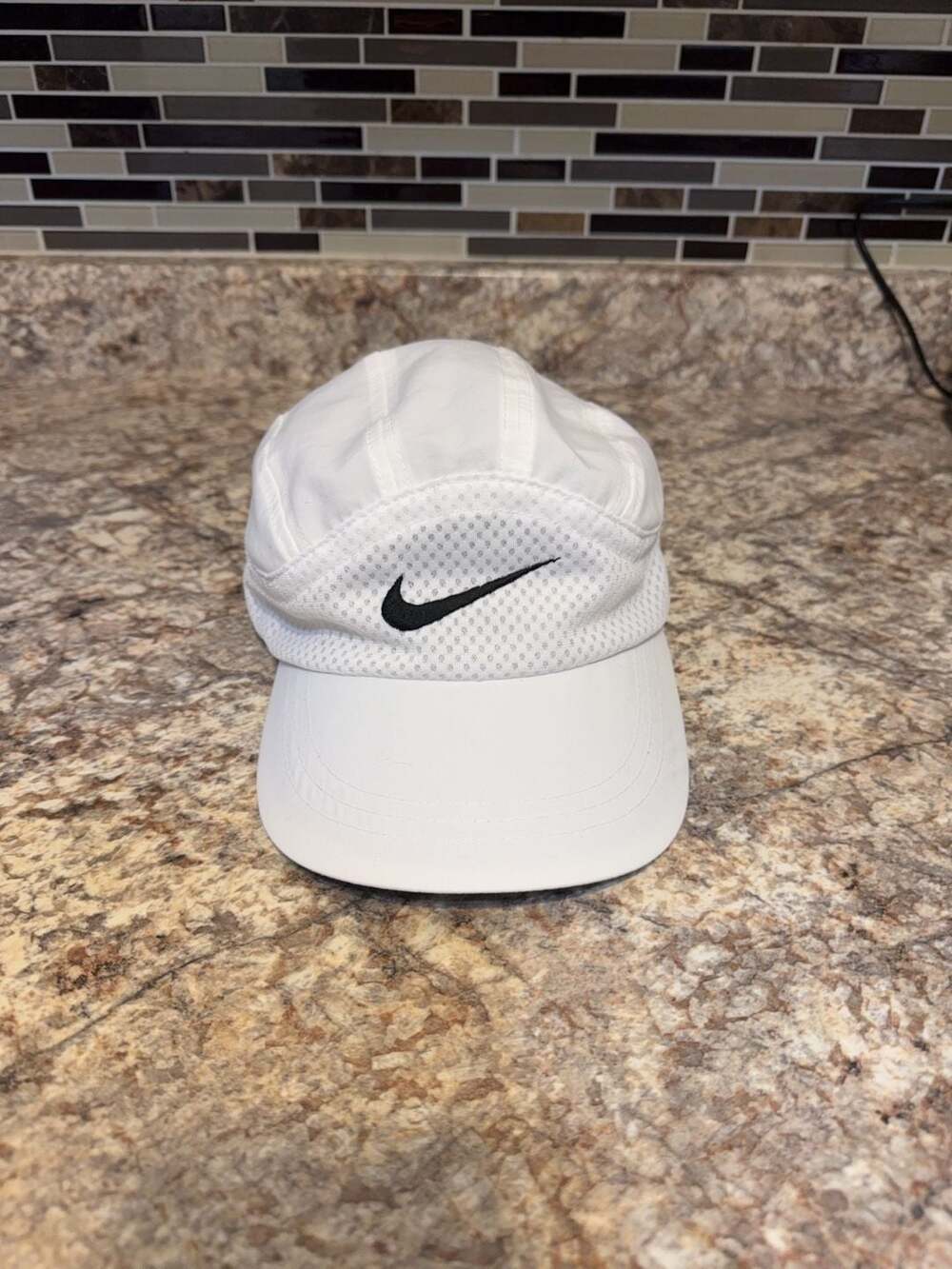 VTG Nike Hat Cap 90s Tailwind Panel White Running Mesh Men Strap Back